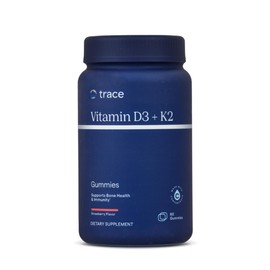 Trace Minerals | Vitamin D3 + K2 Gummies | 5,000 IU D3 + 50 mcg K2 | Vegan, Sugar Free, Gluten Free, Natural Strawberry Flavor | 60 Servings