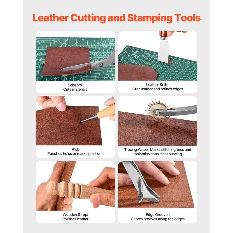 VEVOR Leather Working Tools Kit, 72 PCS with Portable Leather