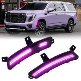 LED Animation Blue Side Marker Lights for Chevy Tahoe Suburban GMC Yukon Escalade ESV 2025+ Blink Fender Flare Indicator LampsLight Color: White dynamic 02-0735, Lamp Type: LED
