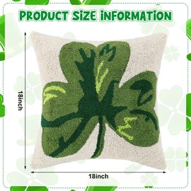 RattanView 18 x 18 Inch St Patrick's Pillow Cover Green Shamrock Clover Pillow Cover for St Patty's Day Home Sofa Couch Bedroom and Outdoor Porch Irish Decor