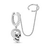 Gnoce 925 Sterling Silver Skull Earring 1 Piece Clip Hoop