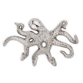 NKlaus Maritime octopus hook 14 x 9 cm nickel-plated brass coat hook wall hook 14640