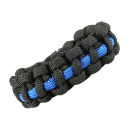 Strong Point Enterprises Thin Blue Line Law Enforcement Support Paracord Survival Bracelet (Black with Dark Blue Line)