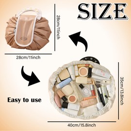 LHLZNB Travel Makeup Bag - Large Cosmetic Bags for Women, Stylish Makeup Organizer & Pouch for All Your Beauty Essentials, Perfect as a Make up Bag or Travel Makeup Organizer (Khaki)