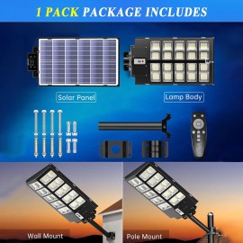 PFCTART 8000W 1000000LM Commercial LED Solar Street Light Dusk to Dawn Road Area Lights
