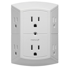 Fosmon 6-Outlet Wall Plug, Six Plug Outlet Adapter, Multiple 6 Way Wall Plug Extender for Travel, Cruise, Dorm, Home and Office, 15A 125V 1875W, 3 Prong