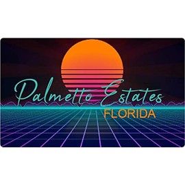 Palmetto Estates Florida 2 X 1.25-Inch Vinyl Decal Stiker Retro Neon Design