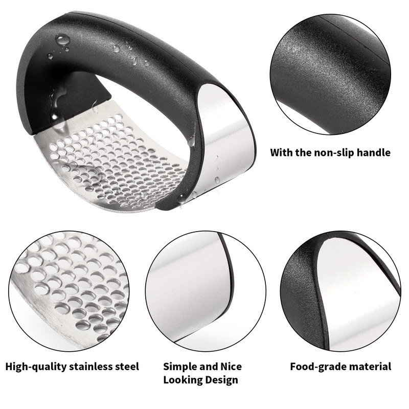 2 Pack Garlic Press Rocker, Stainless Steel Garlic Mincer with