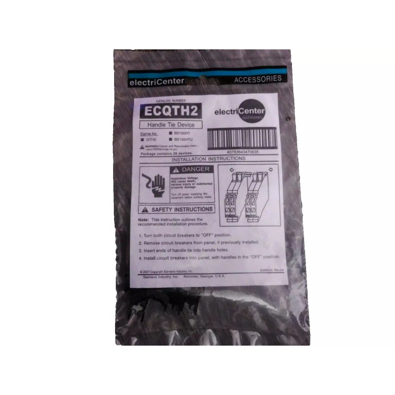 Siemens electriCenter ECQTH2 Handle Tie Device/ breaker joiner for tandem's