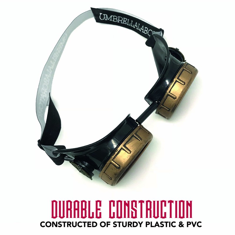 UMBRELLALABORATORY Steampunk Victorian Style Goggles with Compass Design and Ruby