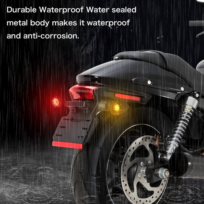 NTHREEAUTO Bullet Rear Turn Signals LED Motorcycle Blinkers Amber Red