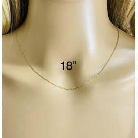 ALELSA JEWELRY 14K Solid Gold Singapore Chain Necklace, 0.9mm Thin, Spring Ring Clasp 14K Yellow Gold Singapore Chain for Women 16-22 inches long (18 inches)