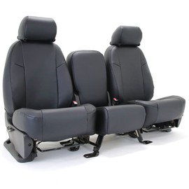 Coverking Custom Fit Seat Cover Designed for Select Hyundai Models: 1 Row, Premium Leatherette Fabric, Perforated Pattern Solid Black