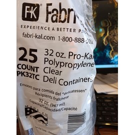 Fabrikal (25 CUPS) 32 oz. PLASTIC CLEAR DELI/DRINK TUMBLER USA MADE/TAVERNS/C