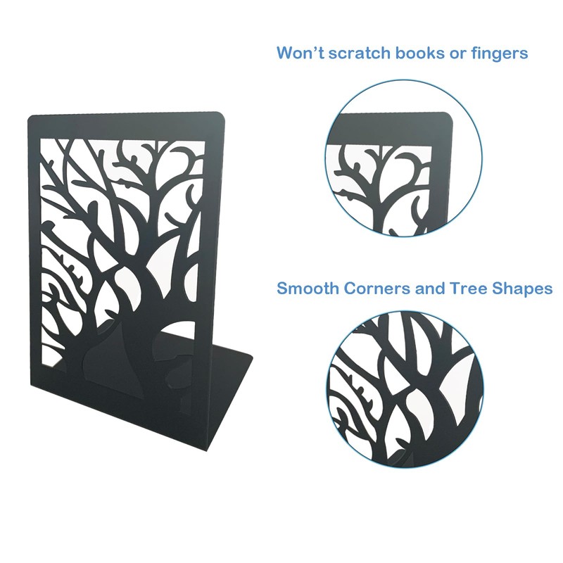 ZACHMEST Bookends, 3 Pair Book Ends for Shelves, Tree Book