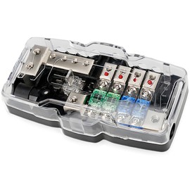 KFZ Verteilerblock Sicherungshalter, Camper Kfz Verteilerblock, Kfz Verteilerblock Sicherungshalter Mit Led-Anzeige Schutzabdeckung, 4 Wege, 30A 60A Mini Anl Sicherungskasten Für Auto Suv Lkw Boot