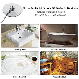 Tapón para Bañera , Tapa para Baño Cromado Fregadero de Cocina Cromado , Tapón para Desagüe de Bañera , Tapón de Desecho de Metal Sólido con Cadena