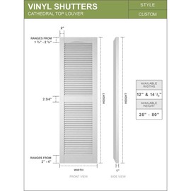 12"W x 25"H Mid-America Vinyl, Standard Size Cathedral Top Center Mullion, Open Louver Shutter, w/Installation Shutter-Lok's & Matching Screws (Per Pair), 078 - Wineberry