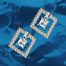 58061 Earrings/Real Silver 925 with Cubic Zirconia/Art Deco Design/Stone Colour: Transparent White/New Modern Exclusive Extravagant, Sterling silver 925, zirconia stones, Zirconia crystal rhinestone