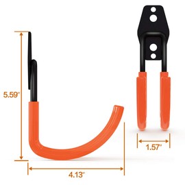 Garage Storage Utility Hooks，Garage Garden Tool Organizer，Steel Wall Mount Hooks, Large Garden U Hooks （2 Pack） (Type-2-Orange)