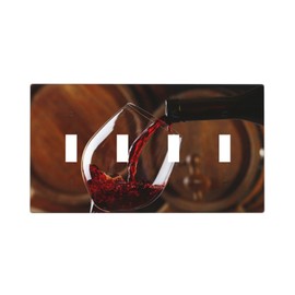 Pouring Red Wine Light Switch Cover Quad Toggle Wall Plate Decorative 4 Gang Switch Plate Cover For Kitchen Bathroom Farmhouse Modern