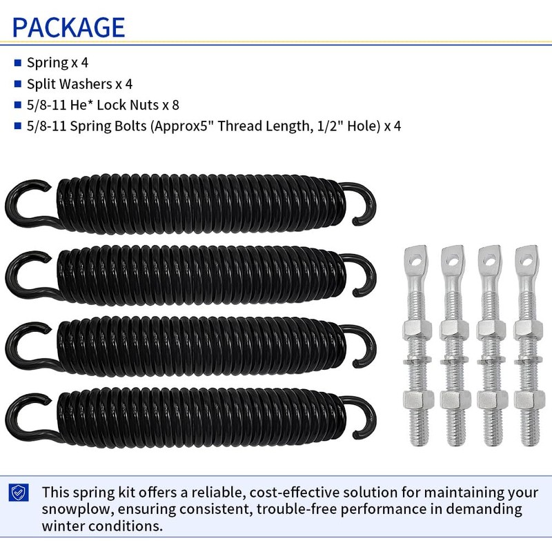 GOLKNHA 4 Pack Snow Plow Trip Spring Kit W/Eyebolts for