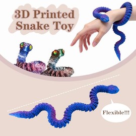 12 Pcs 3D Printed Snake, 12.8 inch Flexible 3D Printed Snake Stuff Decorative for Kids Home Decor Gifts for Valentine's Day Easter Christmas