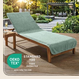 LAYNENBURG Premium Protective Cover for Garden Lounger, 100% Cotton, Oeko-Tex 100, Terry Towel Cover, Sun Lounger, Lounger Cover with Envelope for Standing Lounger, Lounger Chair (75 x 200 cm, Mint)