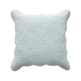 Calla Angel Sage Garden Luxury Pure Cotton Quilted Pillow Sham, Euro, 26x26, Light Aqua