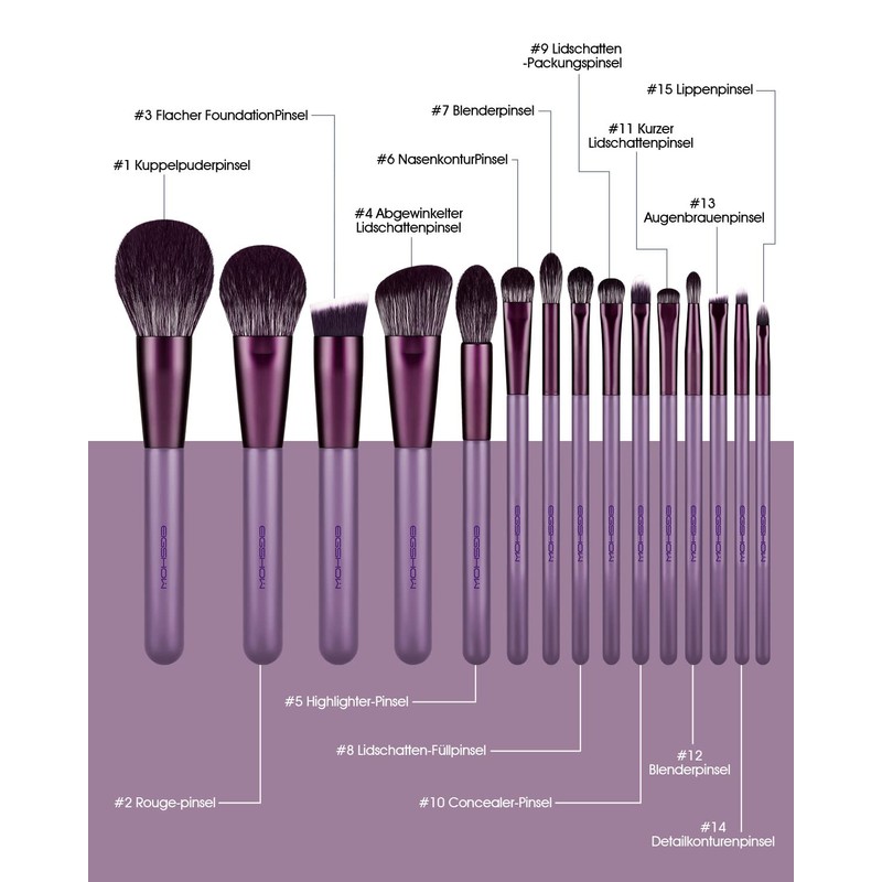 Makeup Brushes - Set of 15 Essential Professional Cosmetic Brushes