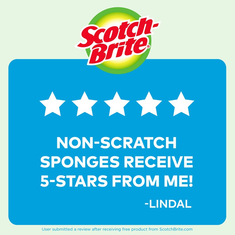 Scotch-Brite Scrub Dots Non-Scratch Scrub Sponge, Everyday Cleaning Power. Rinses