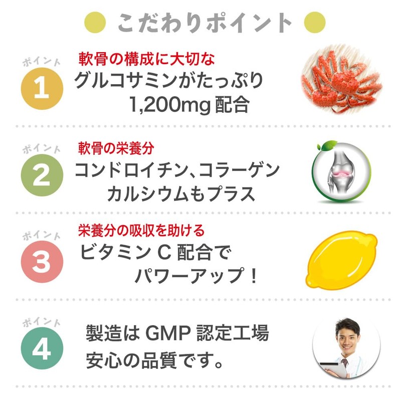 グルコサミンプラス コラーゲン コンドロイチン 80粒入（15日分） サプリメント カルシウム配合 大日ヘルシーフーズ