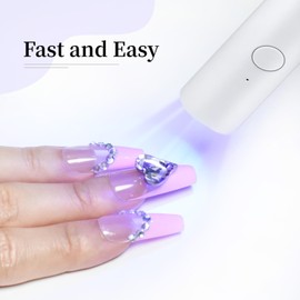 JODSONE Handheld U V Light for Gel Nails Portable Mini Nail Dryer Cordless Rechargeable USB Nail Dryer for Fast Curing for Home DIY Manicure Nail Art, White