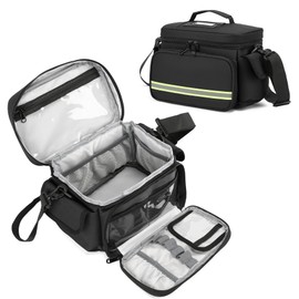 First aid Bag Black one Layer Empty Medical Bag Home Health Empty First Aid Storage Bag Medical Supplies Emergency Responder for Nursing Student,Therapist,Doctors