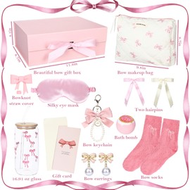 Birthday Gifts for Women Pink Bow Basket for Girl Coquette Trendy Box Set