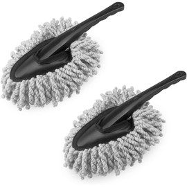 JNNJ 2 Piezas Car Duster, Cepillo de Limpieza de Plumero de Coche, Cepillo de Limpieza de Microfibra con Mango, Mini Plumero para Coche, Universal (Gris)