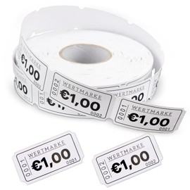 WJMY 1000 Sheets Food Stamps & Beverage Marks Consecutive Numbering Easy Tear Off for Parties Amusement Parks Pubs Weddings (1 Euro)
