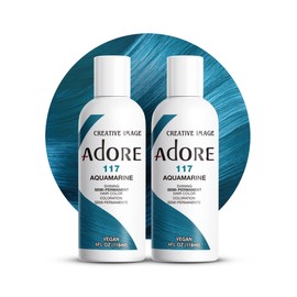 Adore Semi Permanent Hair Color - Vegan and Cruelty-Free Blue Hair Dye - 4 Fl Oz - 117 Aquamarine (Pack of 2)