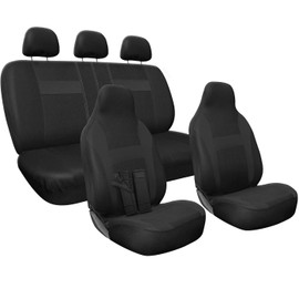 OxGord 10 Piece Seat Cover Set for Car, Truck, SUV, Van, Pickup (Cloth, Solid Black)