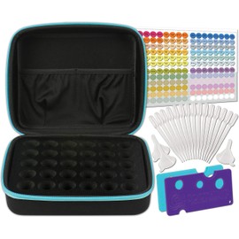 Essential Oils Carrying Case for 5ml, 10ml and 15ml Bottles - Hard Shell Exterior Storage Organizer Holds doTerra and Endless Others by Soothing Wellness Essentials (Caribbean Blue, 30 Oils)