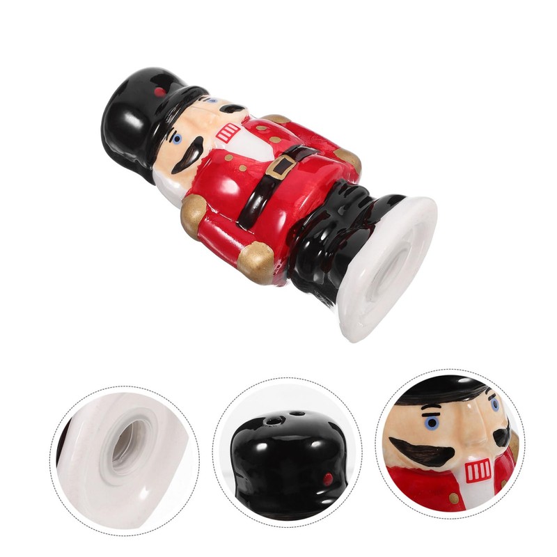 SHOWERORO 2pcs Kosher Salt Pepper Shaker Ceramic Nutcracker Design Seasoning