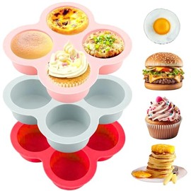 3pcs Moldes Silicona para Hornear en Freidora Aire Reposteria Cocina Desayuno Cupcake Hotcake Huevo Hamburguesa Molde Resistente Altas Temperturas Muffins Pan Helados Pay