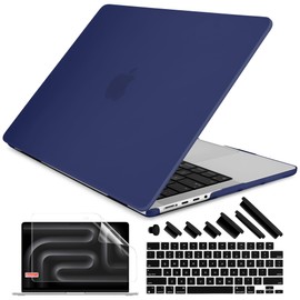 DONGKE Compatible with M4 MacBook Pro 14 inch Case 2024 2023 2021 A3112 A3401 A3185 M3 A2918 A2992 M2 A2779 M1 A2442 Pro Max with Touch ID, Plastic Hard Shell with Keyboard Cover, Matte Navy Blue