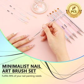 YOOVR Nail Art Brushes and Dotting Tools, 10pcs Nail Art Design Tool Set, Nail Brushes for Nail Art, French Tip Brush, Liner Brush, Gel Polish & Builder Brush, Manicure Tools for Salon Use & Home DIY