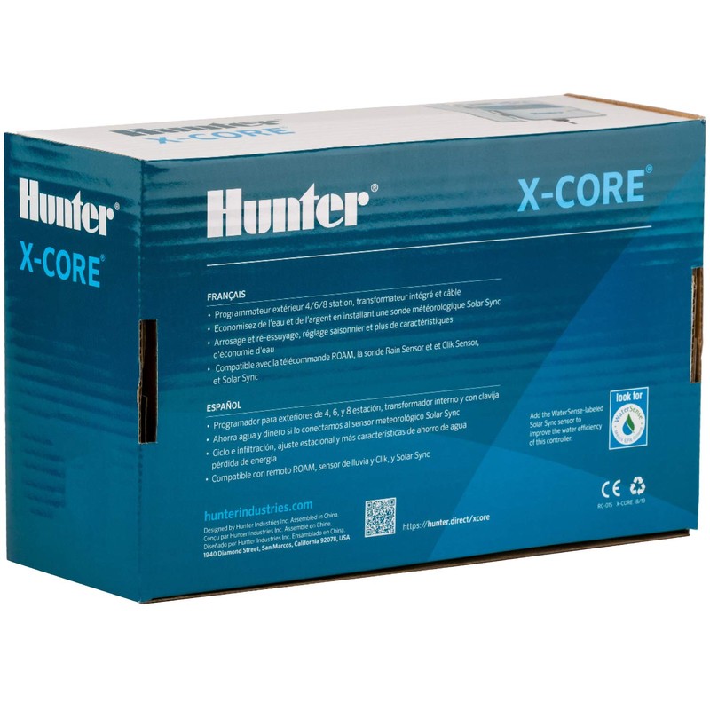 Hunter X-Core XC400 4 Zone Outdoor Sprinkler Controller, Weather-Resistant Irrigation