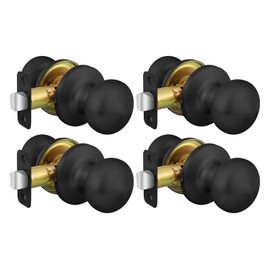 goldenwarm Black Passage Door Knobs, Closet Door Knobs, Matte Black Passage Door Knobs for Hallway, Closet(4 Pack)