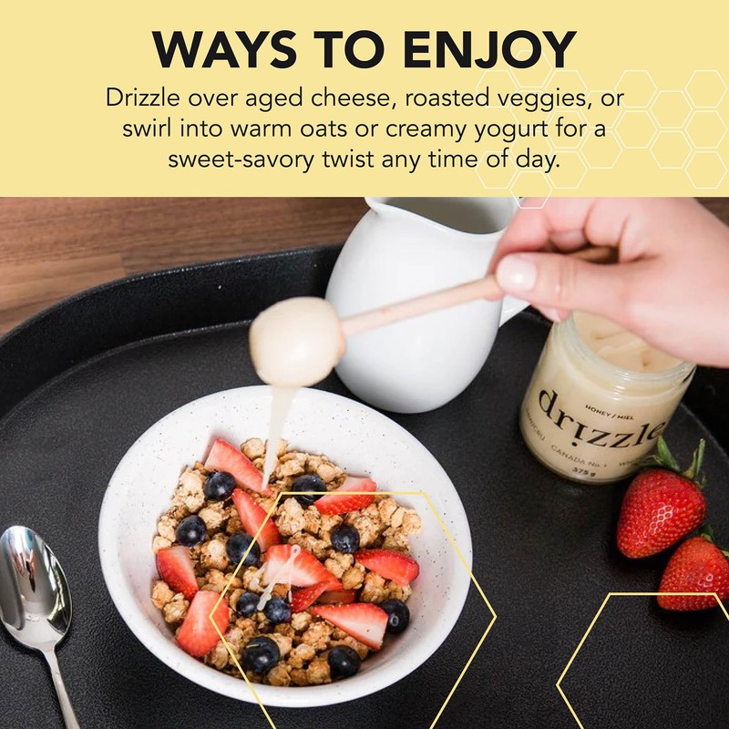 Drizzle White Raw Honey - All Natural Pure Raw Honey,