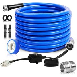 20 FT Heated Drinking Water Hose, -50°F（-46°C） Heated Water Hose for RV with Leakage Protection for 5/8" Inner, Self-Regulating Hose Water Heater with 3/4" NH Fittings for RV & Garden