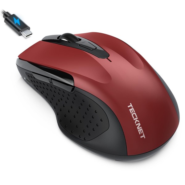 TECKNET Bluetooth Mouse Jiggler, Rechargeable Wireless Mouse (BT5.0/3.0 & 2.4G)
