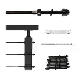 Muzata 10 Pack 1/8" Black Cable Railing Hardware Kit Hand Swage Threaded Stud Tensioner for 2x2 Metal Post T316 Stainless Steel Deck Cable Railing System CR23